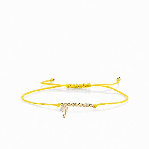 Pure Gold Tiny Palm Tree Cord Bracelet