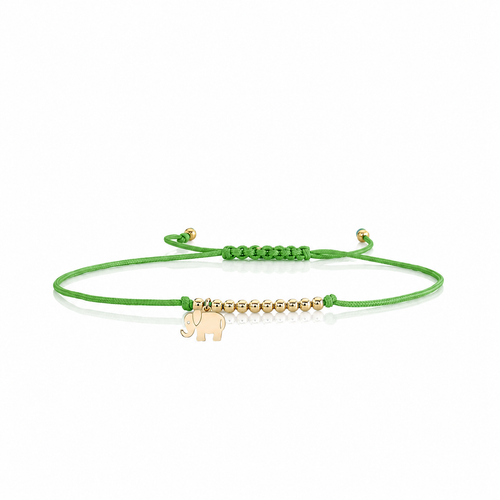 Pure Gold Tiny Elephant Cord Bracelet