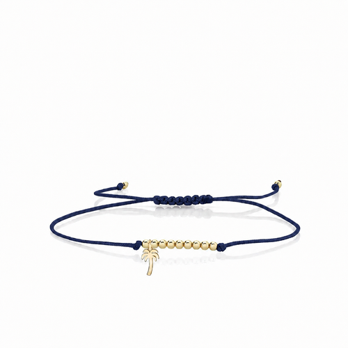 Pure Gold Tiny Palm Tree Cord Bracelet