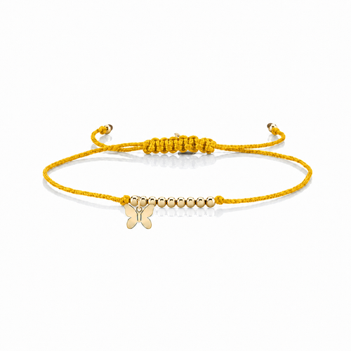Pure Gold Tiny Butterfly Cord Bracelet