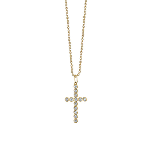 Men's Collection Gold & Diamond Bezel Cross Charm