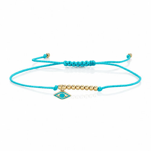 Gold & Enamel Tiny Eye Cord Bracelet