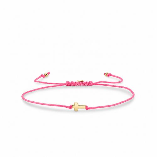 Pure Gold Tiny Cross Bead Cord Bracelet