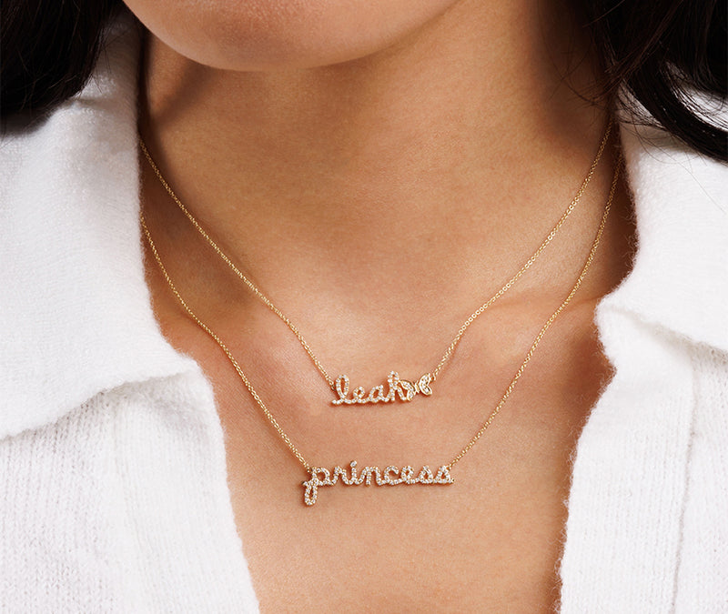 Fine 14k Gold Custom Scripts Jewelry - Sydney Evan