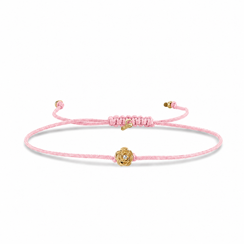 Gold & Diamond Rose Cord Bracelet