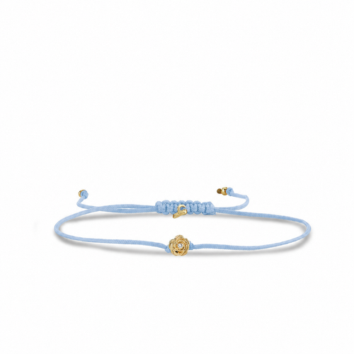 Gold & Diamond Rose Cord Bracelet