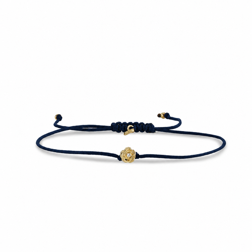 Gold & Diamond Rose Cord Bracelet