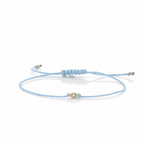 Gold & Diamond Tiny Marquise Eye Cord Bracelet
