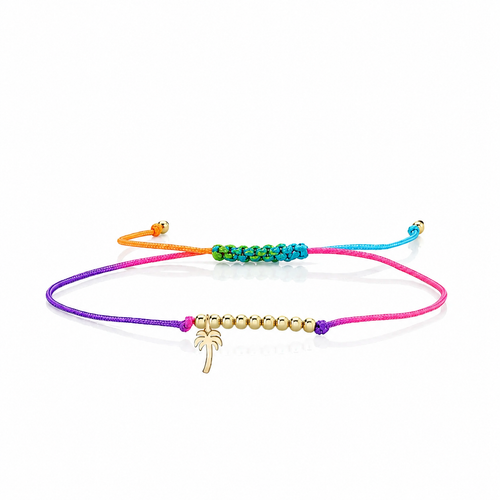 Pure Gold Tiny Palm Tree Cord Bracelet