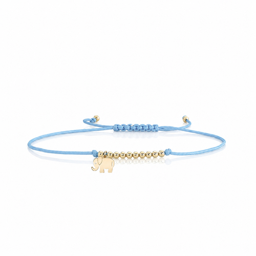 Pure Gold Tiny Elephant Cord Bracelet
