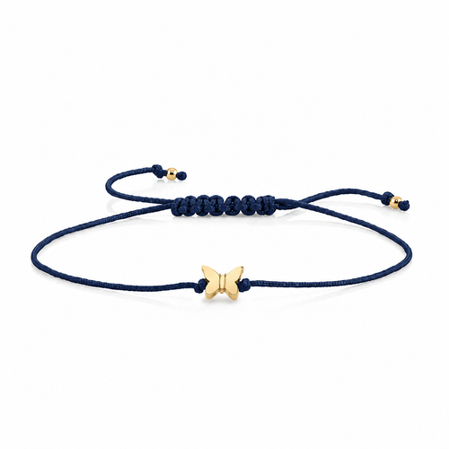 Pure Gold Tiny Butterfly Bead Cord Bracelet