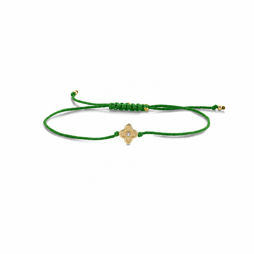 Gold & Diamond Moroccan Flower Cord Bracelet