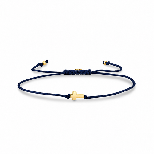 Pure Gold Tiny Cross Bead Cord Bracelet