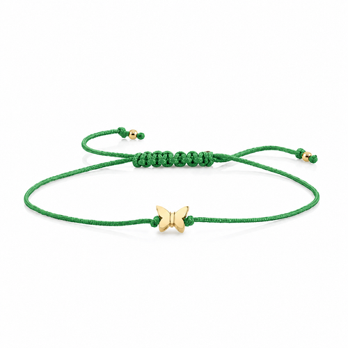Pure Gold Tiny Butterfly Bead Cord Bracelet