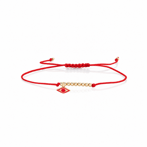 Gold & Enamel Tiny Eye Cord Bracelet
