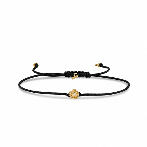 Gold & Diamond Rose Cord Bracelet