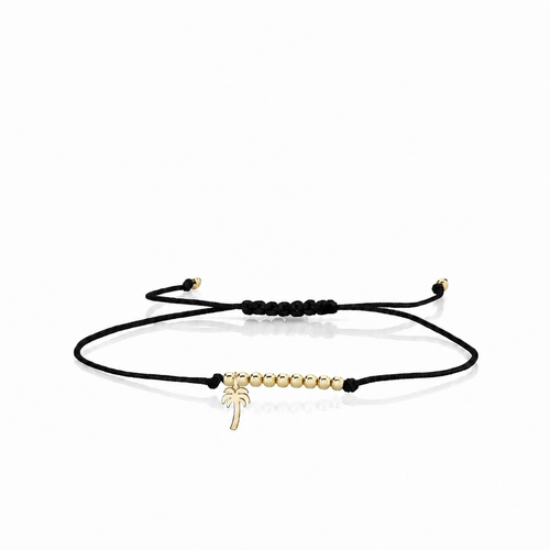 Pure Gold Tiny Palm Tree Cord Bracelet