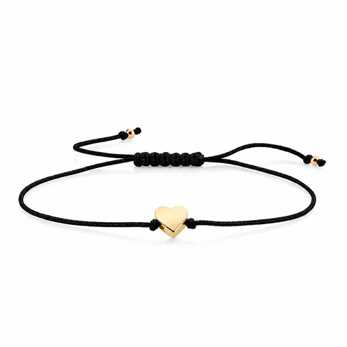 Pure Gold Tiny Heart Bead Cord Bracelet