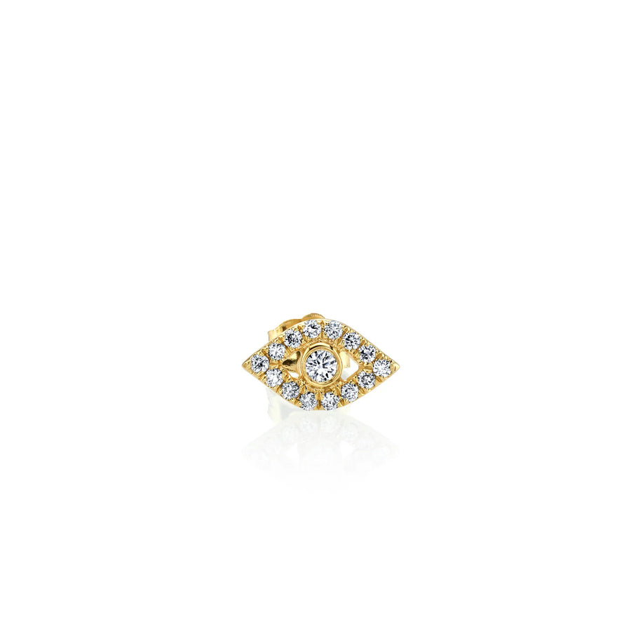 Gold & Diamond Large Bezel Eye Stud - Sydney Evan Fine Jewelry