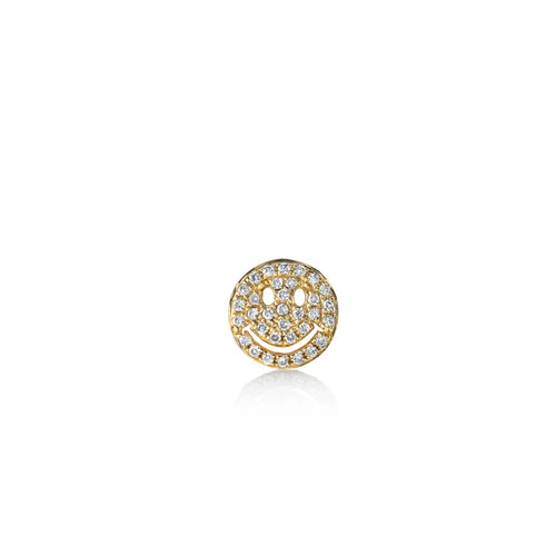 Gold & Diamond Small Happy Face Stud