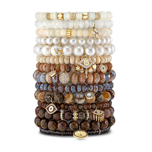 Gold & Diamond Rondelle on Smokey Quartz