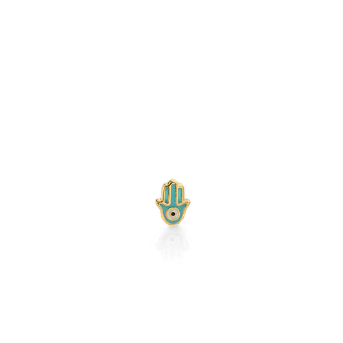 Kids Collection Gold & Turquoise Mini Enamel Hamsa Stud