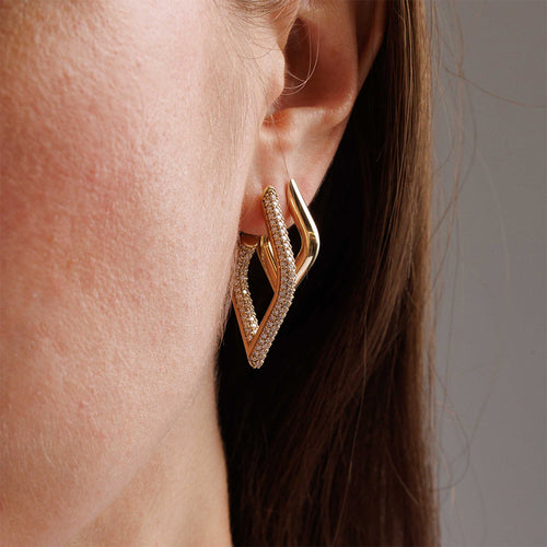 Pure Gold Medium Tube Marquise Eye Hoops