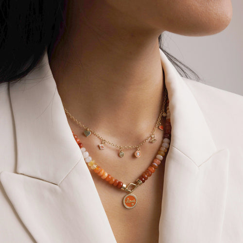 Gold & Diamond Multi Icon Charm Necklace