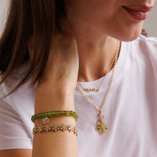 Gold & Diamond Small Magnolia on Peridot