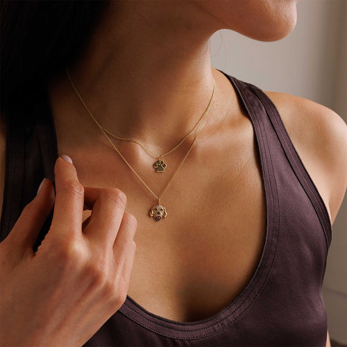 Gold & Diamond Small Paw Print Charm