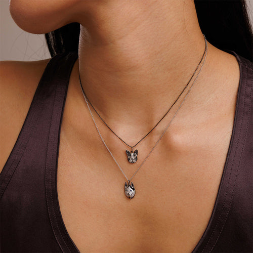 Black Rhodium & Diamond Boston Terrier Charm