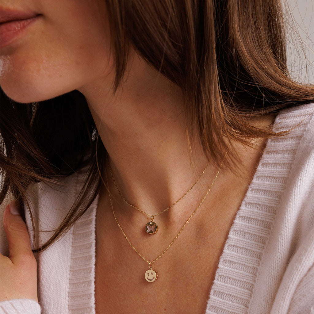 Shop Sydney Evan 14k Gold & Diamond Happy Face Stone Inlay Icon Charm