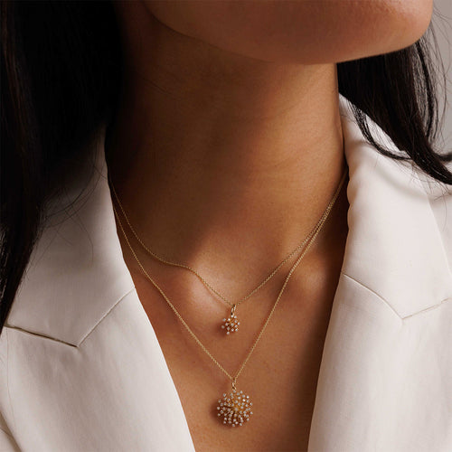 Gold & Diamond Small Burst Flower Charm