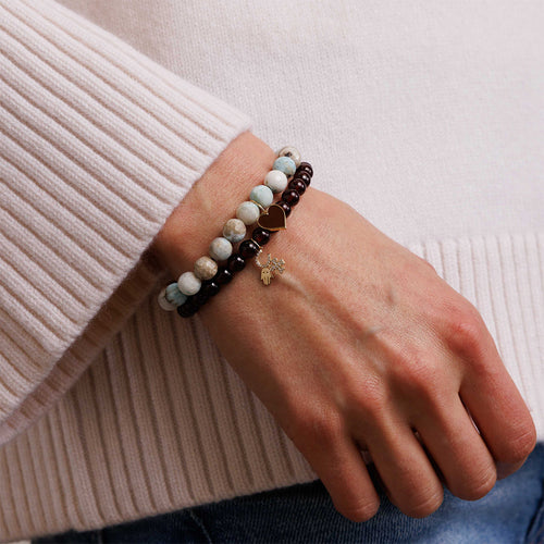 Gold & Enamel Heart on Larimar