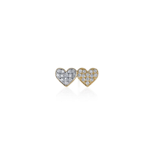 Gold & Diamond Double Heart Stud