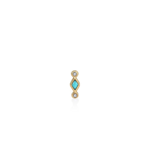 Kids Collection Gold Turquoise Diamond Bezel Stud