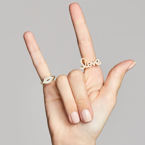 Gold & Diamond Lips Signet Ring
