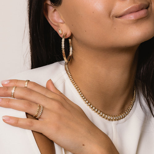 Pure Gold Large Marquise Eye Hoops