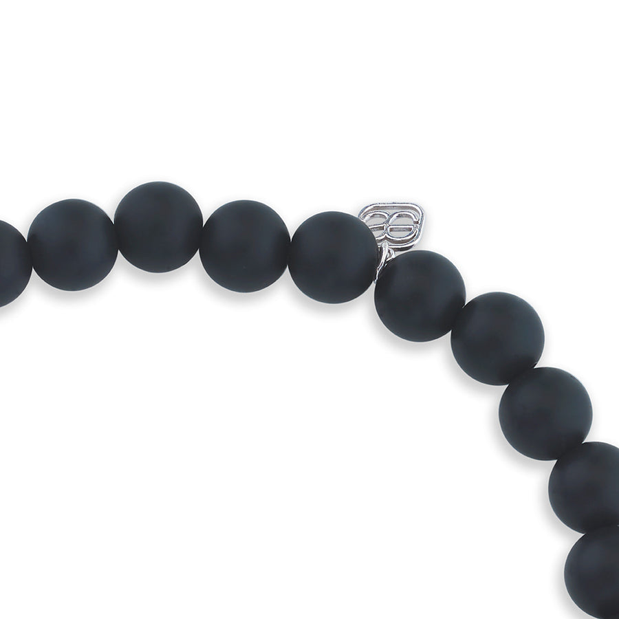 thumbnail image 2 of Luxury Men's Matte Onyx & CZ Ball Beaded Bracelet Set - Imperial Crown Design, Stainless Steel & Gold Fill 2 of 3
