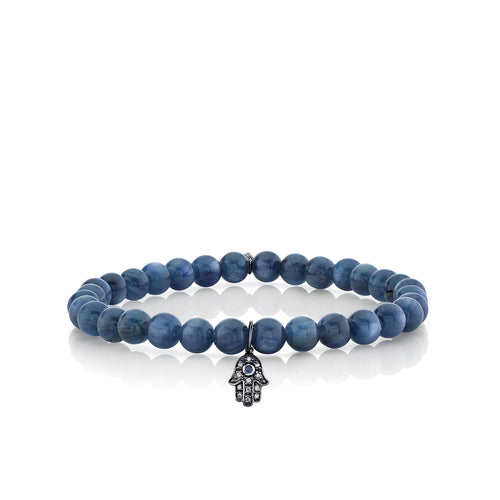 Men's Collection Black Rhodium & Diamond Hamsa on Kyanite