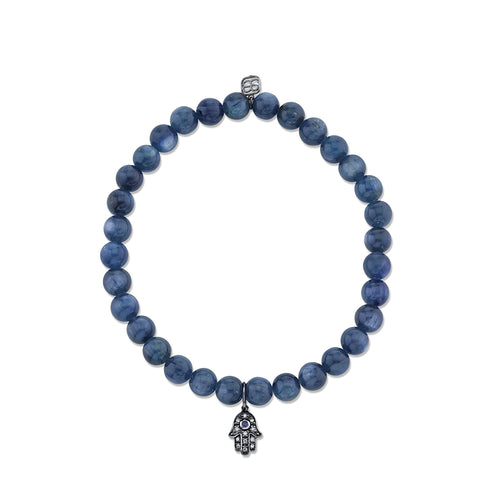 Men's Collection Black Rhodium & Diamond Hamsa on Kyanite