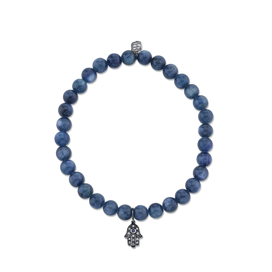 Men's Collection Black Rhodium & Diamond Hamsa on Kyanite - Sydney Evan Fine Jewelry