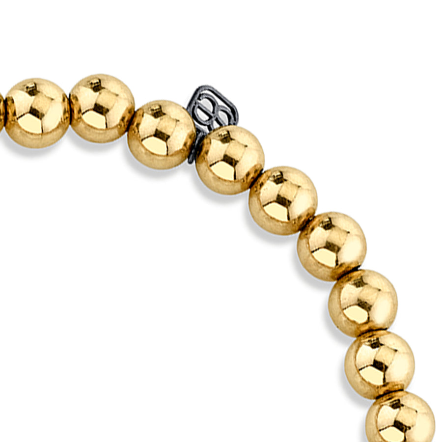 Men's Collection Black Rhodium & Diamond Small Hamsa on Gold Beads - Sydney Evan Fine Jewelry
