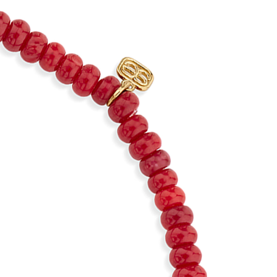 Gold & Diamond Mini Hamsa on Red Bamboo Coral - Sydney Evan Fine Jewelry
