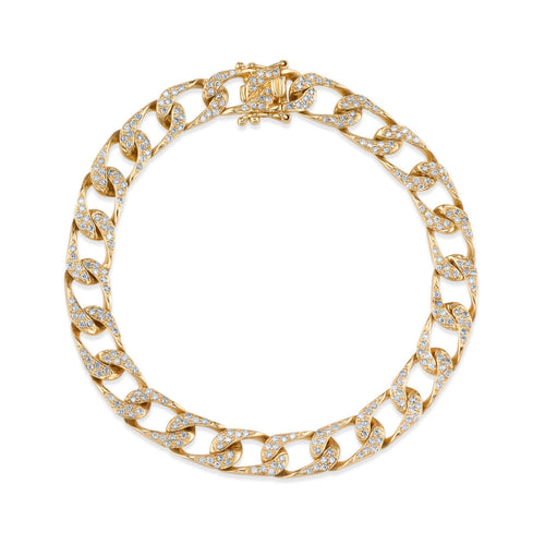 Gold & Diamond Flat Link Bracelet