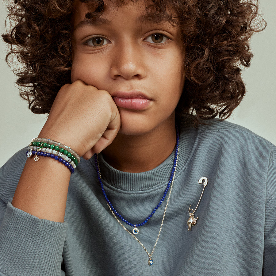 Kids Collection Gold & Diamond Soccer Ball on Australian Opal Heishi - Sydney Evan Fine Jewelry
