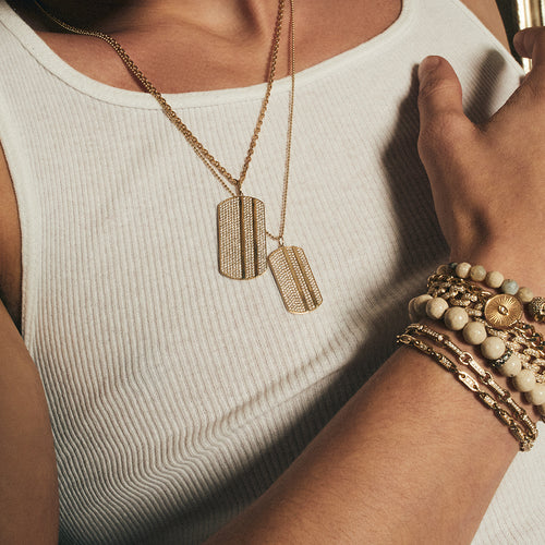 Men's Collection Gold & Diamond Medium Dog Tag Charm