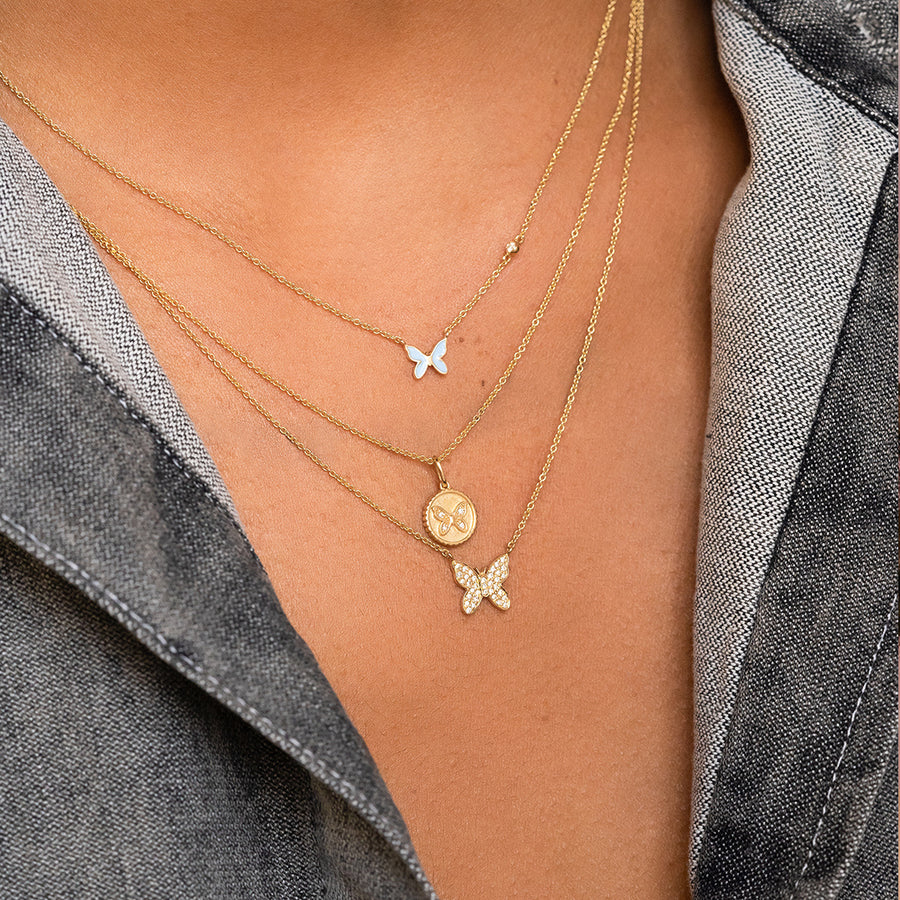Shop Sydney Evan 14kGold Diamond Butterfly Necklace