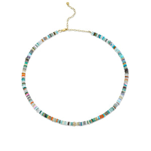 Gold & Diamond Ball Rainbow Heishi Choker - Sydney Evan Fine Jewelry