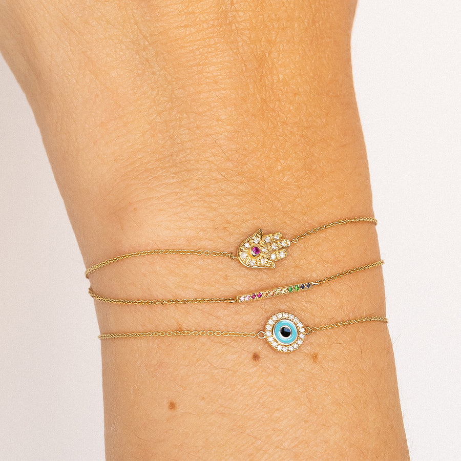 Gold & Diamond Small Enamel Evil Eye Bracelet - Sydney Evan Fine Jewelry